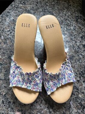 ELLE Multicolor Woven Slide Mules with Tan Footbed